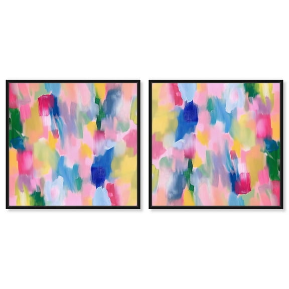 Art Remedy Saturaded Colors Art Canvas, 12" x 12", Black Frame, Colorful Rhythm Set