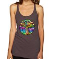 thumbnail image 1 of Wild Bobby Colorful Mushroom Retro Puff Print Fashion Tri-Blend Racerback Tank Top, Brown, Small, 1 of 6