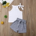 thumbnail image 3 of Ensemble 2 Pcs pour Filles Bébés Enfants Hauts Blancs Shorts Rayés Pantalons Vêtements, 3 of 4