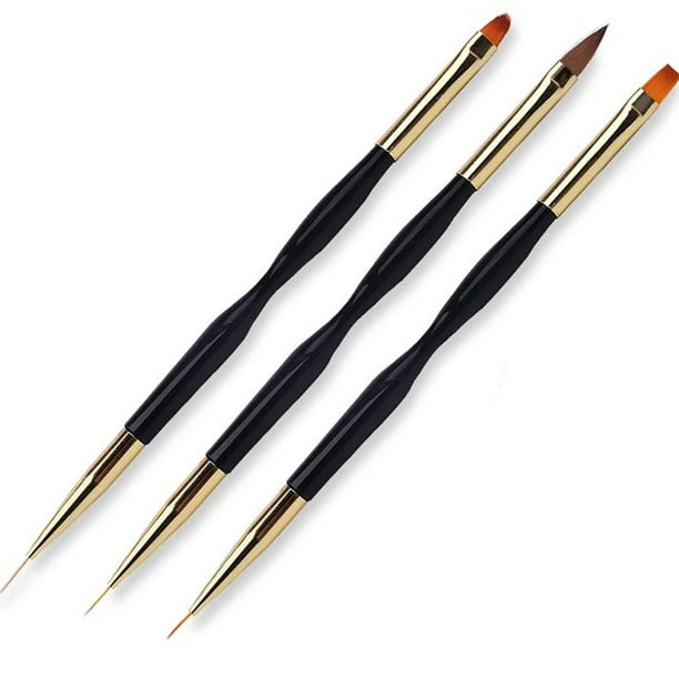 Juego De 3 Uds De Pinceles Para Delineador De Uñas Con Rayas Francesas Acrílicas, Puntas 3D De Doble Cabeza, Bolígrafo De Dibujo De Líneas Ultrafinas Para Manicura, Pinceles De Gel Uv Speravity CE006911-00