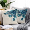 thumbnail image 3 of Outdoor Pillow Cover Teal Peacock Feather Set of 2 Waterproof Throw Pillowcases Green Decorative Patio Furniture Pillows for Couch Garden Indoor & Outdoor Use, 3 of 9