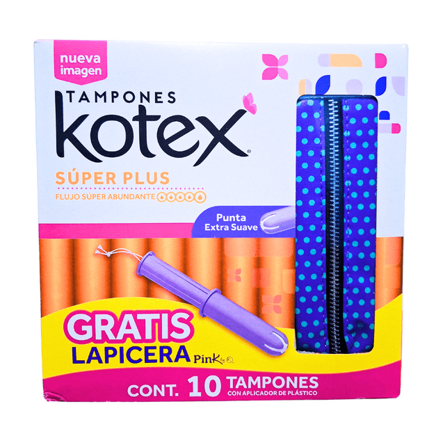 Tampones Kotex Super Plus Flujo Abundante Higiene Femenina