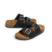 StarBay Women's Double Adjustable Strap Artificial Leather Upper Cork Footbed Slide-on Comfy Sandals