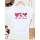 thumbnail image 2 of Women'S Valentine'S Day Casual T-Shirt, Polyester 95% Elastane 5%, Crew Neck, Short Sleeve, Slight Stretch, 180gsm, Knit Fabric, Love Cupid Bow Print, All Season Tee Tee For Adult, Men, Women, Teen,, 2 of 5