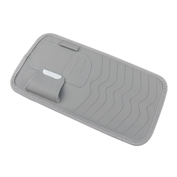 Organizador de CD con visera para coche, de piel sintética, multiusos, ligero, para SUV y camiones. Gris