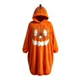 thumbnail image 4 of YUEHUA Adult Comfort One Piece Halloween Jumpsuit, Men Women Unisex Hooded Zipper Plush Loungewear, Cute Pumpkin Graphic Relax Indoor Night Suit, 4 of 4