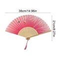 thumbnail image 2 of Lilixerw Chinese Classical Silk Folding Fan with Tassel Pattern,Handmade Antique Style Bamboo Ribbon Portable Fan for Wedding Party Performance,8.26x14.96x0.78 Inch, 2 of 6