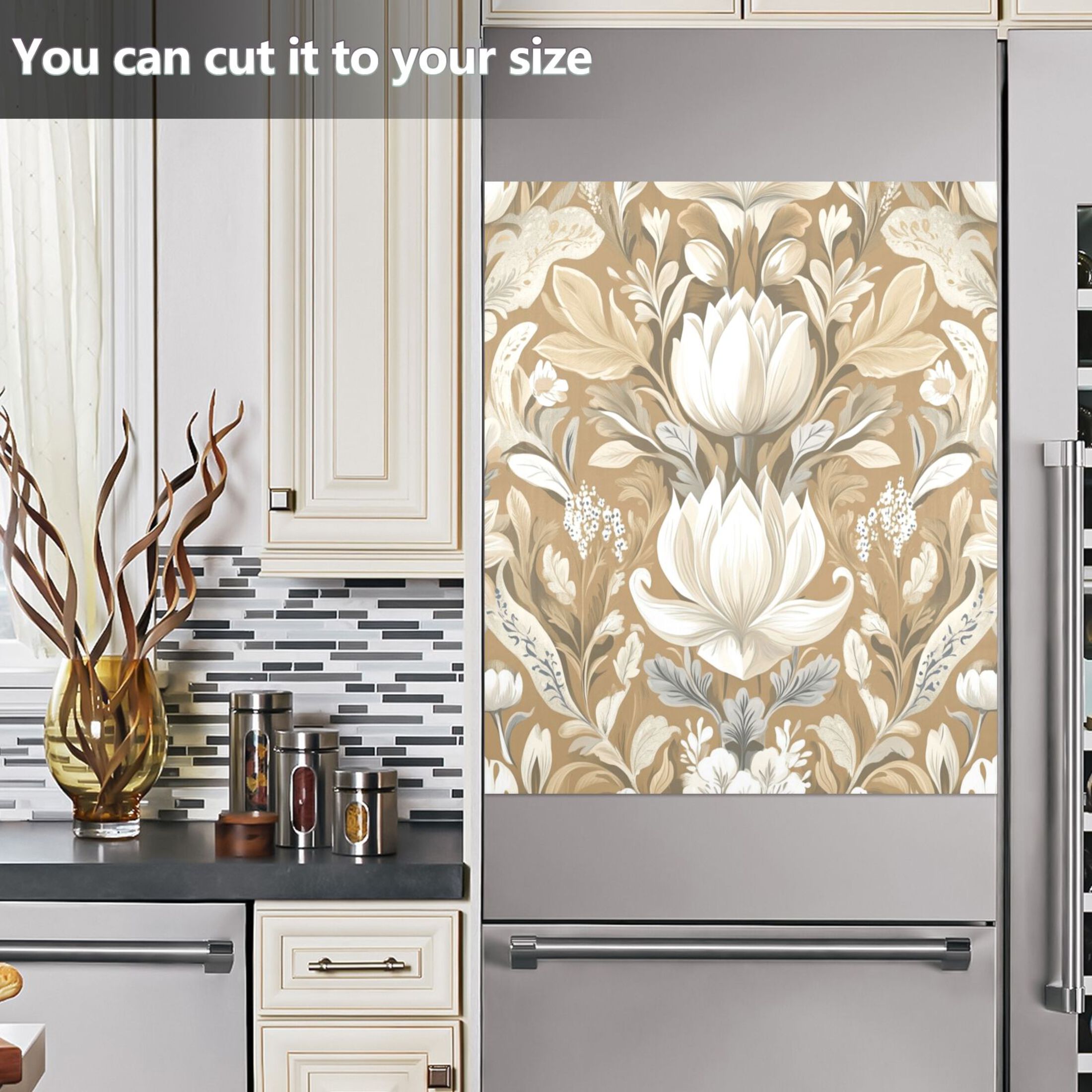 Dishwasher Magnetic Sticker 23x26 Inch Refrigerator Magnetic Sticker Washing Machine Magnetic Sticker Kitchen Panel Magnetic Sticker Home Decor Beautiful Brown Flower