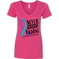 thumbnail image 3 of Inktastic Never Stop Fighting Suicide Prevention Awareness Ribbon Women's V-Neck T-Shirt, 3 of 5