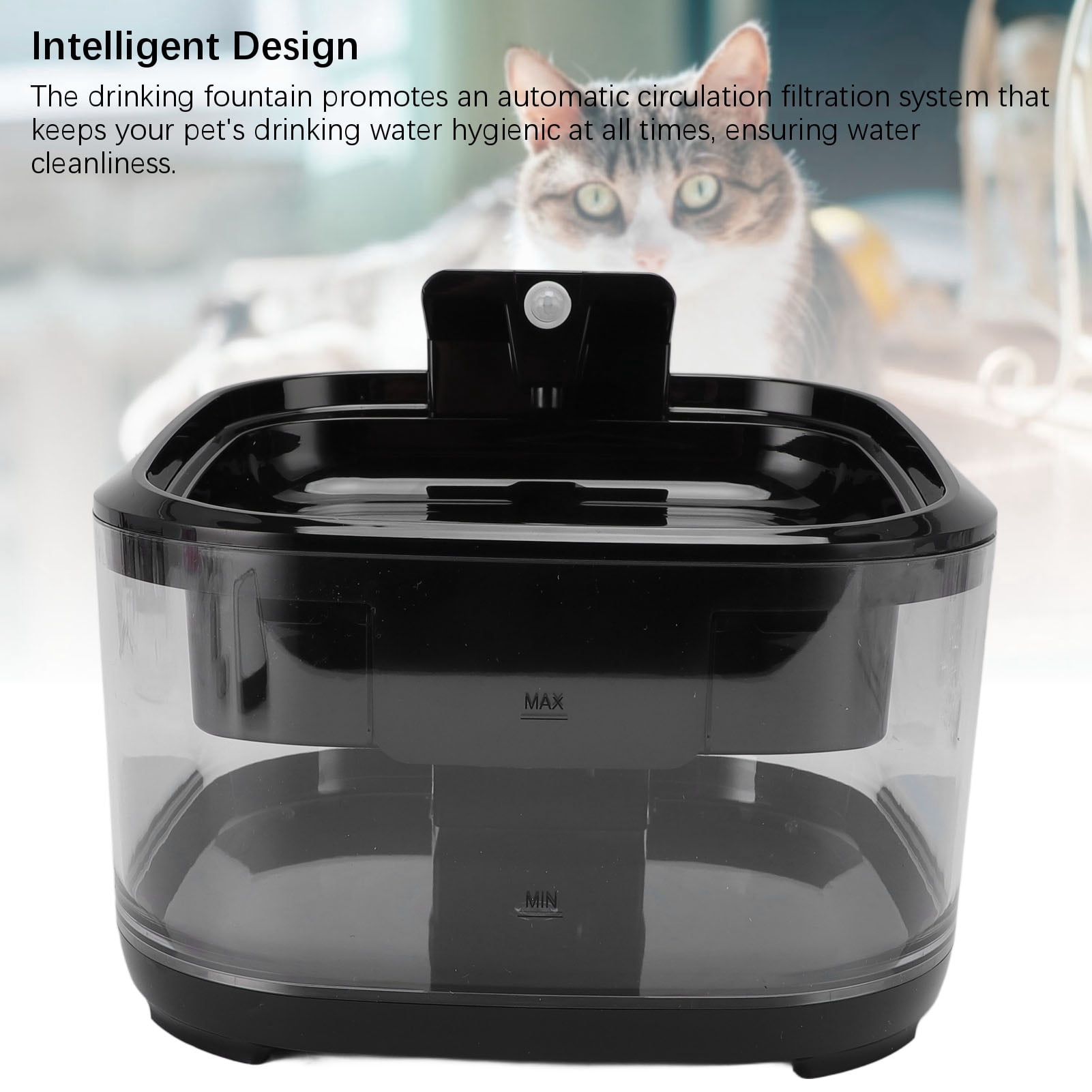 Yajisi Cat Water Fountain, 4.5L / 152 oz Large Capacity Quiet Automatic Pet Drinking Dispenser with Cycle Filtration for Dogs and Cats, Black