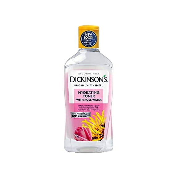 Dickinson's Enhanced Witch Hazel Hydrating Toner with Rosewater, Alcohol Free, 98% Natural Formula, 16 Fl Oz