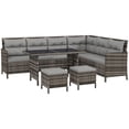 thumbnail image 2 of Light Grey 6-Piece Outdoor Rattan Sofa Set with Dining Table | Patio Sectional Couch for Garden, Poolside & Backyard Lounging, 2 of 7