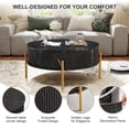 thumbnail image 4 of YOCWO 31.5" Lift Top Coffee Table for Living Room with Wave Base, Mordern MDF Round Coffee Table for Apartment Small Space with Marble Veneer Finish, Black, 4 of 9
