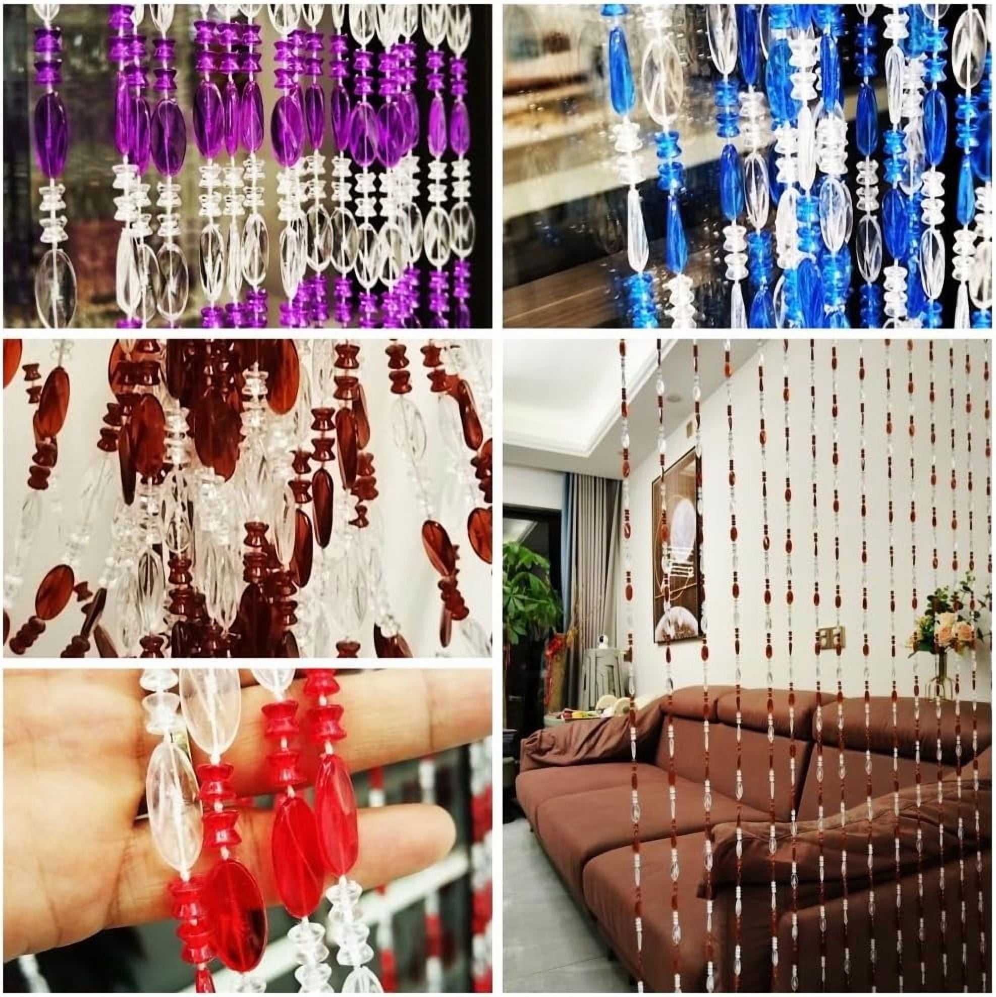 split Beaded Curtain Doorways Acrylic Hanging Door Beads String Curtains Tassel Room Divider Screen Decor for Doorway Window Living Room Wedding (1, Purple, 39 inch x 78.7 inch), ES041