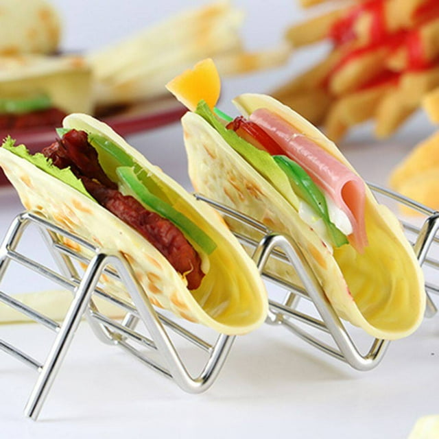 Support à Tacos Support à Tacos Support en Acier Inoxydable Plateau Porte-Tacos Support à Tacos Support Antirouille Style Plateau pour Cuisson Lave-Vaisselle