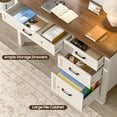 thumbnail image 4 of VEANERWOOD Farmhouse Wood 47" Executive Desk, Home Office 30" High Computer Desk with Drawers and Storage Cabinet, White, 4 of 8
