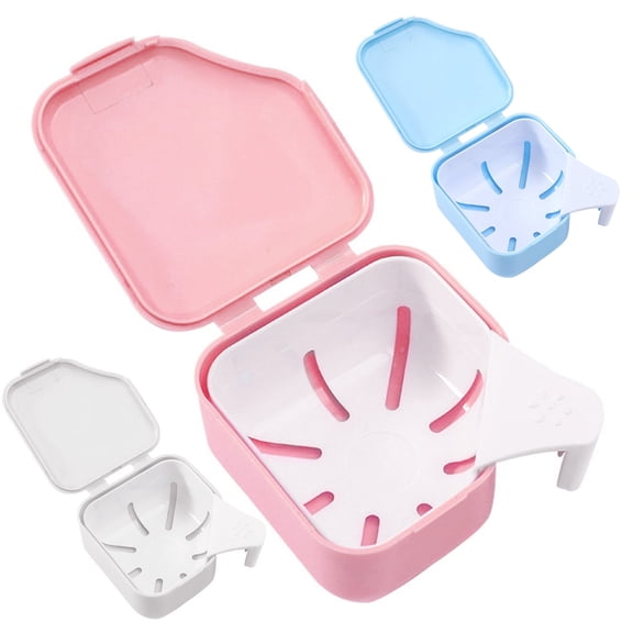 LQCrafK Denture Bath Box Cup Container Case, Complete Clean Care for Dentures, Clear Braces, False Teeth, Mouth Guard, Night Guard & Retainers,Traveling