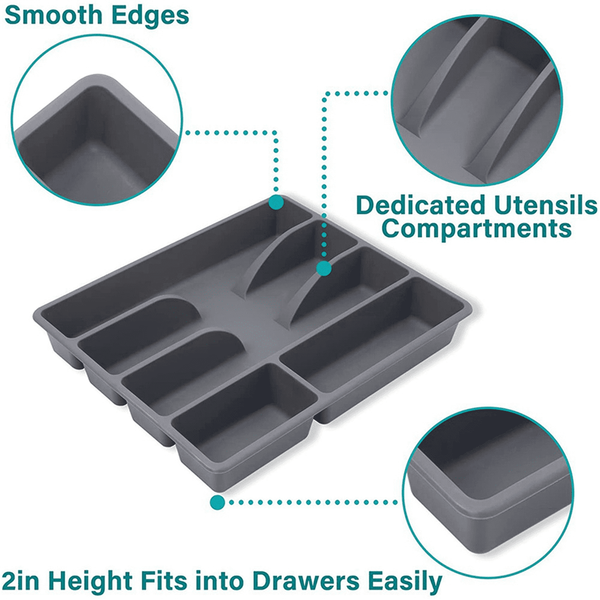 4X Drawer Kitchen Drawer Organizer Silverware Holder Utensil Organizer Cutlery Organizer Tray Flatware Organizers
