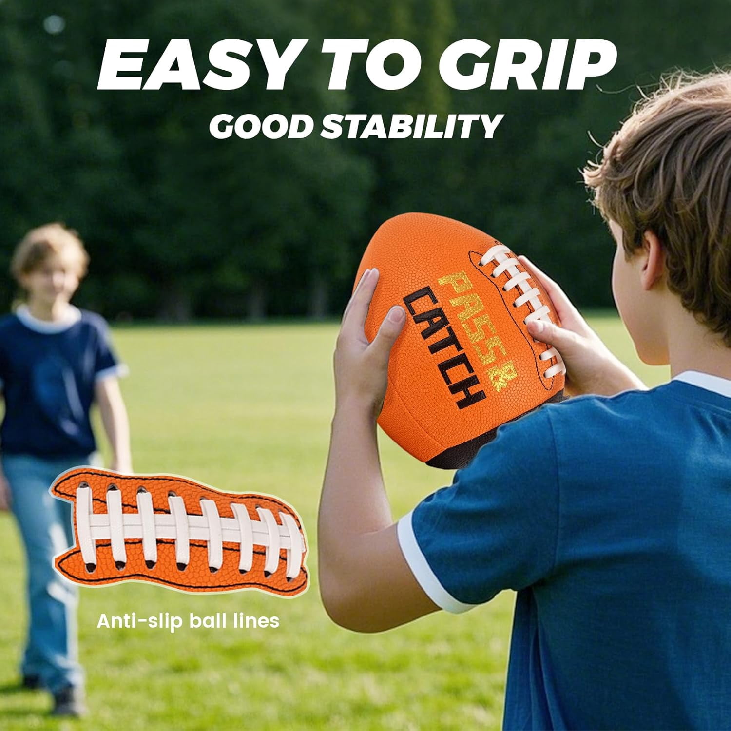 PassCatch Training Football, Peewee Size(Ages 3-9) Kids/Youth (Ages 7-13) Official Size(Ages 13+), Fatherless Bounce Back Leather Football Improving Enhance Solo Passing Catching Skills(Deflated)