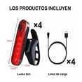 thumbnail image 4 of 4pz Luces Usb Recargable Led Estrobo Para Bicicleta 4 Modos NEGRO, 4 of 5