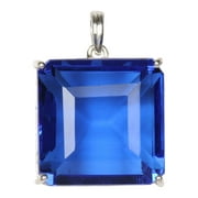 GEMHUB 18.00 Gram Princess Cut Topaz Blue Gemstone Pendant Fine 925 Sterling Silver Pendant Faceted Jewelry