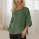 thumbnail image 5 of Vestidos Casuales Para Mujer, Blusas De Mujer De Moda Camiseta de lino con cuello y botones para mujer, informal, de manga larga, para el hogar, 5 of 9