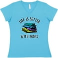 thumbnail image 3 of Inktastic Life's Better with Books Women's V-Neck T-Shirt, 3 of 5