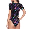 thumbnail image 4 of Daiia Colorful Guitar print Women's Crew Neck Short Sleeve Bodysuit Fashion Tops Fit Casual Basic Extender Bodysuit-X-Large, 4 of 9