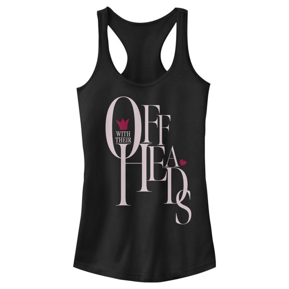 Junior's Alice in Wonderland Off With Their Heads Racerback Tank Top Black Medium