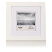 Gallery Solutions 8x8 Wall Mount Tabletop Picture Frame Double Mat for 5x5 - White