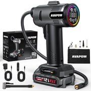 AVAPOW T12 Portable Tire Inflator, 160 PSI Cordless Dual Power Air Compressor with Rechargeable Battery, Digital Gauge and 12V Car Adapter