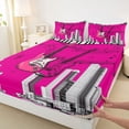 thumbnail image 3 of Feelyou Fashion Pink Guitar Twin Sheet Sets, Piano Musical Note Bedding, 3-Piece, 3 of 7