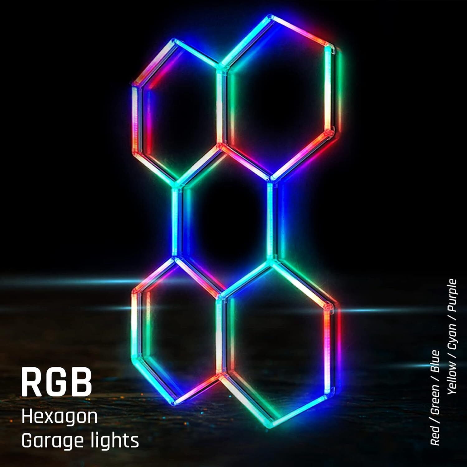 Remote Hexagon Lights RGB Garage LED Ceiling Light 24Pack/5 Grid Honeycomb Light
