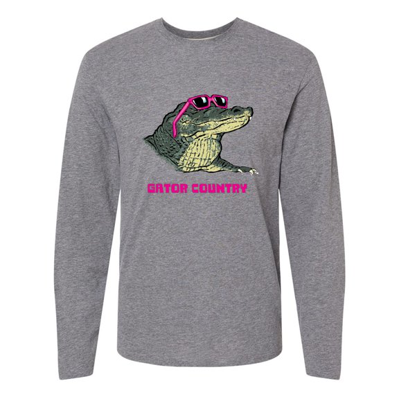 Inktastic Gator Country Sunny Gator in Pink Sunglasses Long Sleeve T-Shirt
