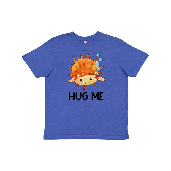 Inktastic Hug Me Cute Pufferfish with Bubbles Youth T-Shirt