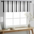 thumbnail image 2 of Black Gray Striped Valance Curtains for Kitchen/Living Room/Bathroom/Bedroom Window, Rod Pocket Small Topper Half Short Window Curtains Voile Sheer Scarf, Farmhouse Stripe Art 42"x12", 2 of 8