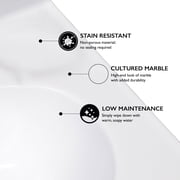 Design House Cultured Marble 19 x 17 Single Bowl Vanity Top with Centerset Mount and Backsplash, White
