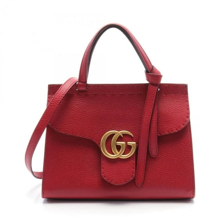 Pre-Owned GUCCI GG Marmont Small Bag Handbag Leather Women's Red 442622 (Good)