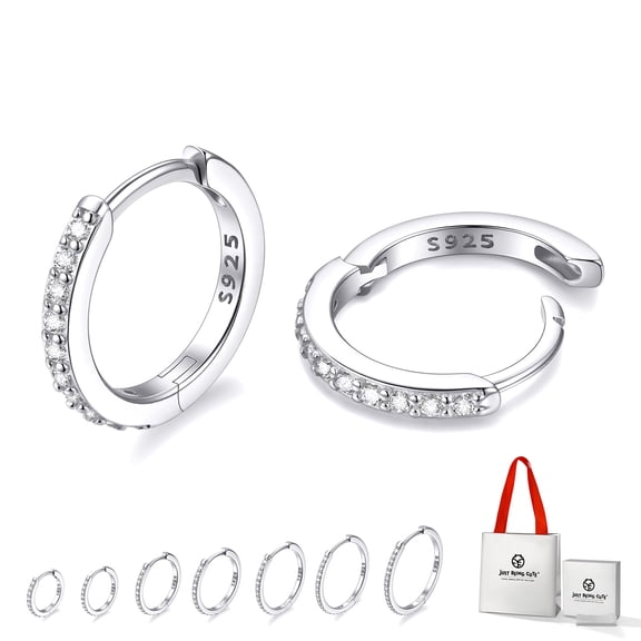 Just Being Cute 925 Sterling Silver Huggie Earrings for Women Mini Hoops Hypoallergenic Cartilage Earrings for Sensitive Ears Birthday Anniversary Jewelry Gifts for Mom/Wife, 8mm