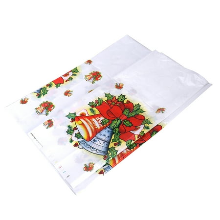 

110x180cm Christmas Jingle Bell Pattern Table Cloth Rectangular Disposable PVC Table Cover Tablecloth Table Runner Christmas Hom