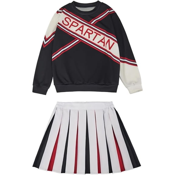 Women's Spartan Cheerleader Costume Sweatshirt and Skirt Set Blue Gold Uniform