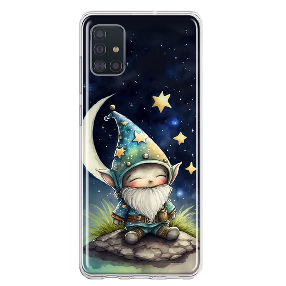 MUNDAZE Samsung Galaxy A51 Shockproof Clear Hybrid Protective Phone Case Stars Moon Starry Night Space Gnome Cover