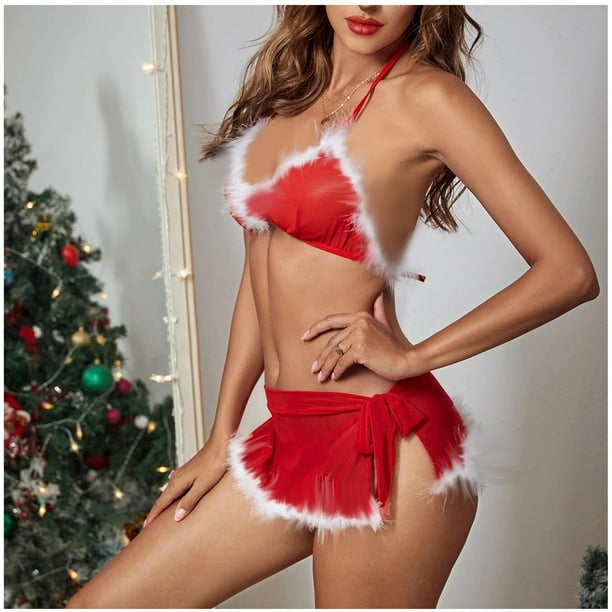 Fesfesfes Women Lingerie Sets Christmas Sexy Furry Two-Piece Sexy Christmas  Clothes Sexy Lingerie On Sale 