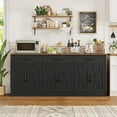 thumbnail image 2 of Homfa Buffet Cabinet with 3 Drawers and 6 Doors, 70.8" W Kitchen Sideboard Storage Cabinet, Farmhouse Coffee Bar Cabinet for Dining Room, Black & Brown, 2 of 8