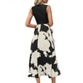 thumbnail image 2 of Coduop Women Boho Floral Short Sleeve Maxi Dress High Waist Split Long Dress Beach Sundress, 2 of 3