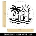 thumbnail image 2 of Beach House Palm Tree Ocean Self-Inking Rubber Stamp Ink Stamper - Purple Ink - Medium 1 Inch, 2 of 7