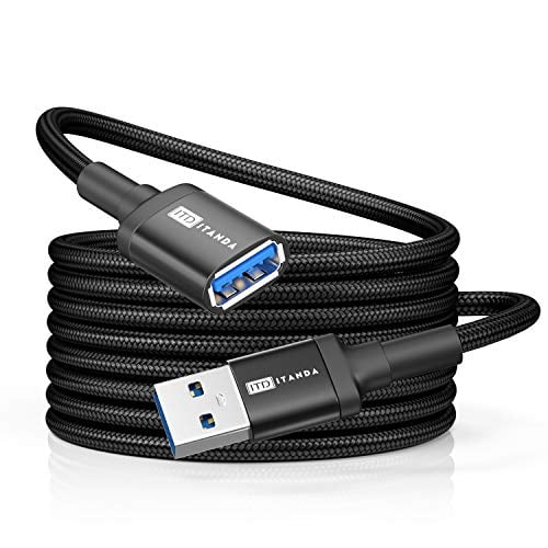 USB Extension Cable USB 3.0 Extension Cord Type A Male to Female ITANDA 5Gbps Data Transfer for Keyboard, Mouse, Playstation, Xbox, Flash Drive, Printer, Camera and More (10FT, Black)