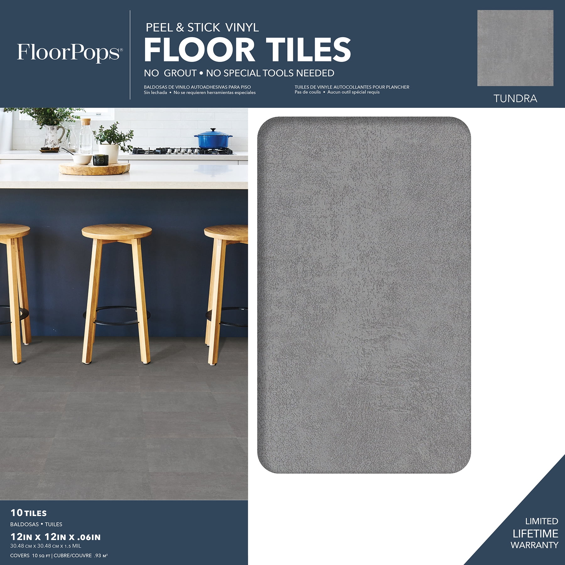 FloorPops Cameron 12 in. x 12 in. Peel and Stick Virgin Vinyl Floor Tiles (10-Pack)