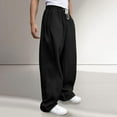 thumbnail image 3 of Men's Loose Wide Leg Pants Drawstring Waist Loose Sweatpants with Pockets, 3 of 9