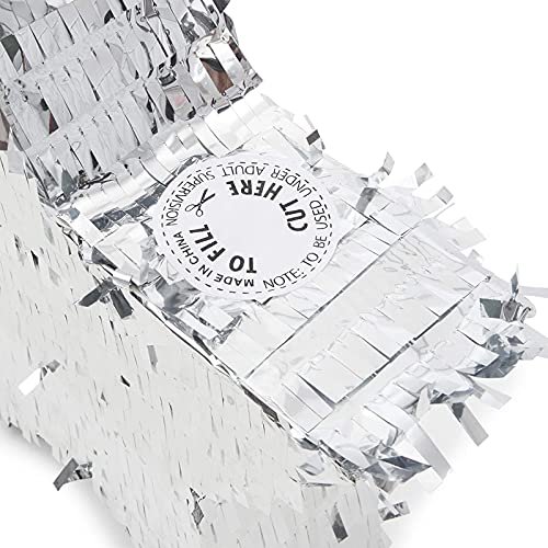 Piñata Estrella Pequeña de Foil de Plata para Fiesta de Cumpleaños (13 x 13 x 3 Pulgadas) Sparkle and Bash Sparkle and Bash